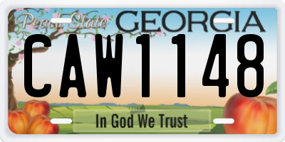 GA license plate CAW1148