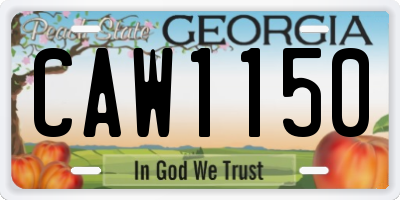 GA license plate CAW1150