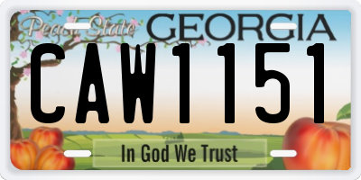 GA license plate CAW1151