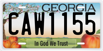 GA license plate CAW1155