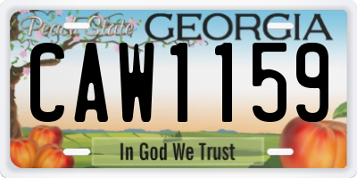 GA license plate CAW1159