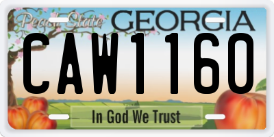 GA license plate CAW1160