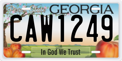 GA license plate CAW1249