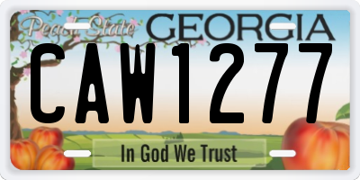 GA license plate CAW1277
