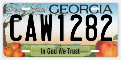 GA license plate CAW1282