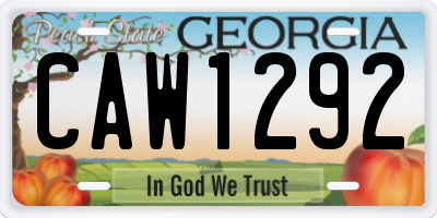 GA license plate CAW1292