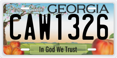 GA license plate CAW1326