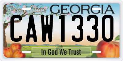 GA license plate CAW1330