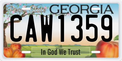 GA license plate CAW1359