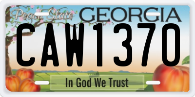 GA license plate CAW1370