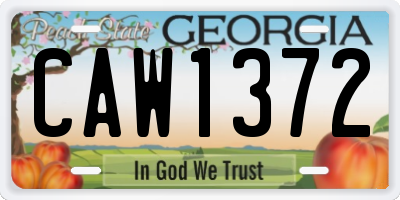 GA license plate CAW1372