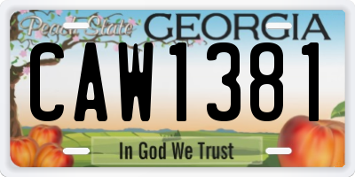 GA license plate CAW1381