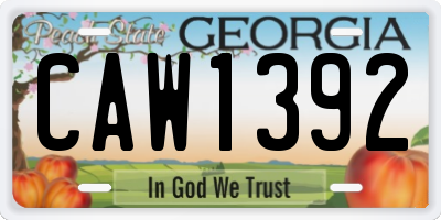 GA license plate CAW1392