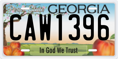 GA license plate CAW1396