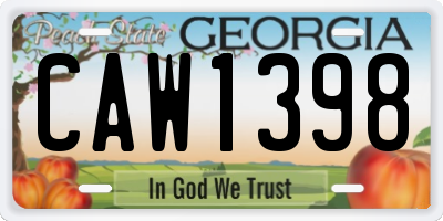 GA license plate CAW1398