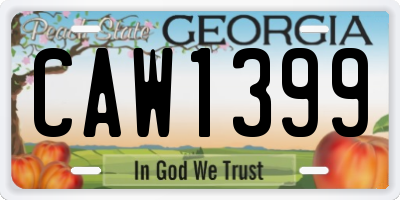 GA license plate CAW1399