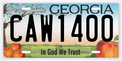 GA license plate CAW1400