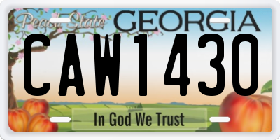 GA license plate CAW1430