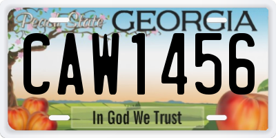 GA license plate CAW1456