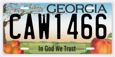 GA license plate CAW1466