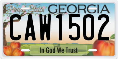 GA license plate CAW1502