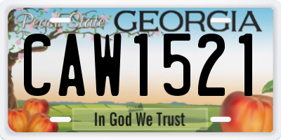 GA license plate CAW1521