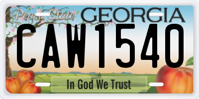 GA license plate CAW1540