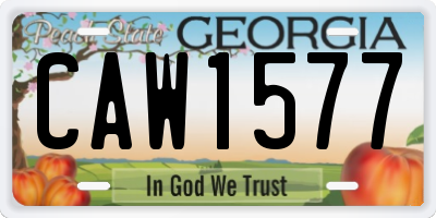 GA license plate CAW1577
