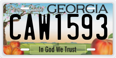 GA license plate CAW1593