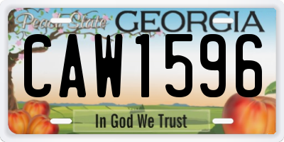 GA license plate CAW1596