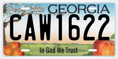 GA license plate CAW1622