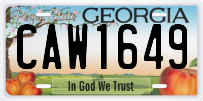 GA license plate CAW1649