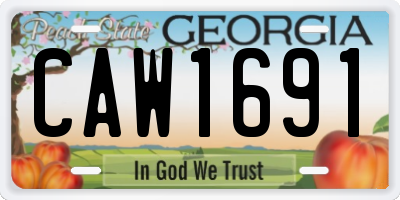GA license plate CAW1691