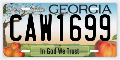 GA license plate CAW1699