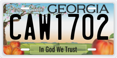GA license plate CAW1702