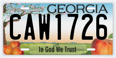 GA license plate CAW1726