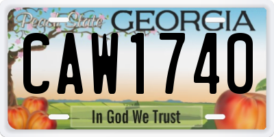 GA license plate CAW1740
