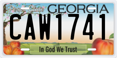 GA license plate CAW1741