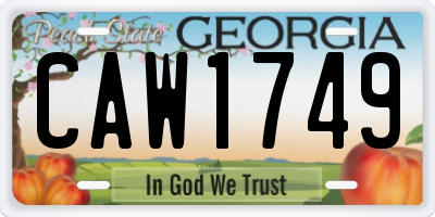 GA license plate CAW1749