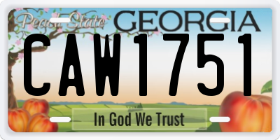 GA license plate CAW1751