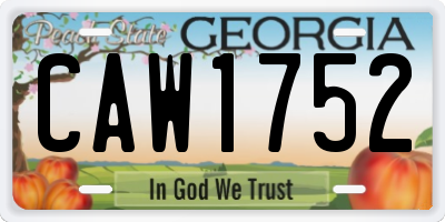 GA license plate CAW1752