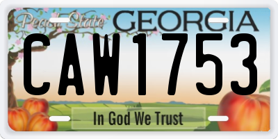 GA license plate CAW1753