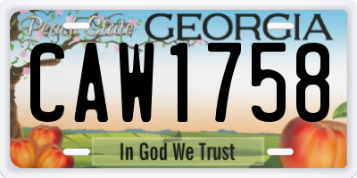 GA license plate CAW1758