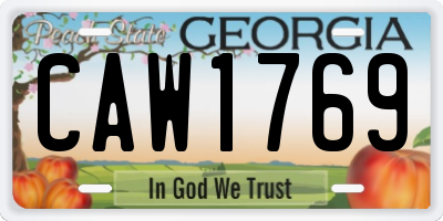 GA license plate CAW1769