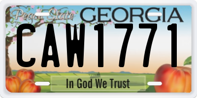 GA license plate CAW1771