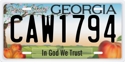 GA license plate CAW1794
