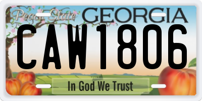 GA license plate CAW1806