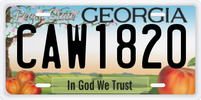 GA license plate CAW1820