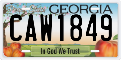 GA license plate CAW1849