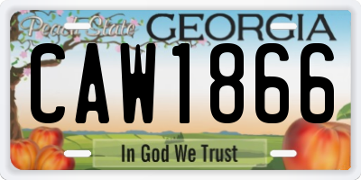 GA license plate CAW1866